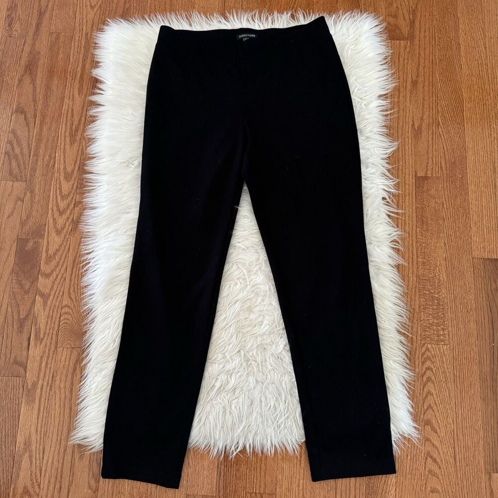 Eileen Fisher Straight Leg Pants Women’s Small Black Stretchy Pull On Work Pants